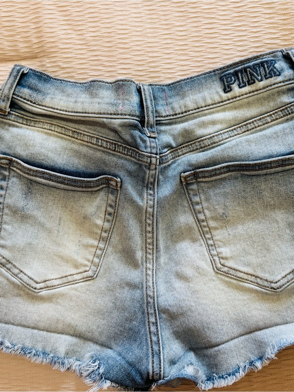 PINK Victoria's Secret Light Blue Distressed Denim Shorts
